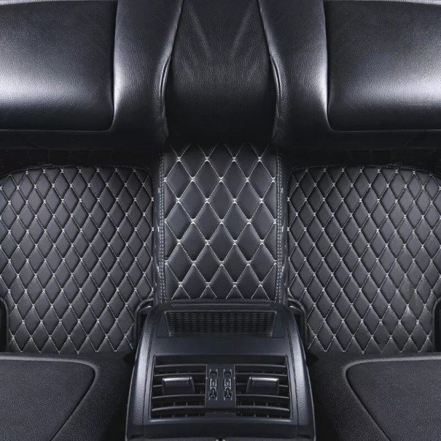 Wholesale Black and Beige Stitching Luxury Leather Diamond Car Floor Mats Wholesale Black and Beige Stitching Luxury Leather Diamond Car Floor Mats