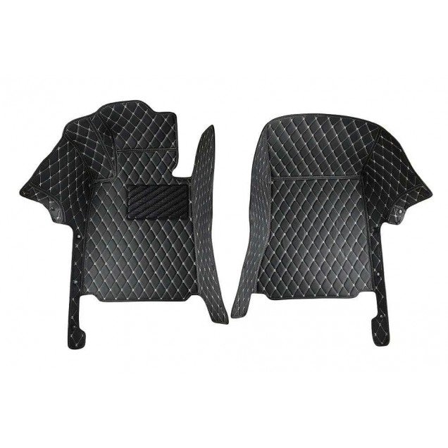 Wholesale Black and Beige Stitching Luxury Leather Diamond Car Floor Mats Wholesale Black and Beige Stitching Luxury Leather Diamond Car Floor Mats