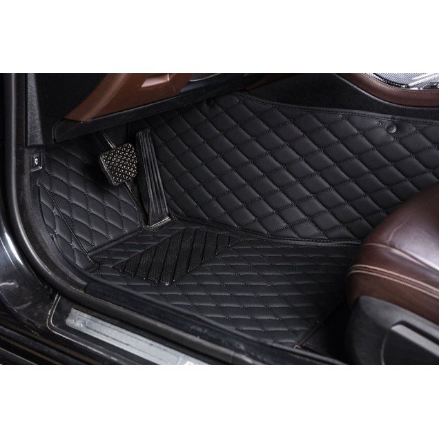 Wholesale Black and Black Stitching Luxury Leather Diamond Car Floor Mats Wholesale Black and Black Stitching Luxury Leather Diamond Car Floor Mats