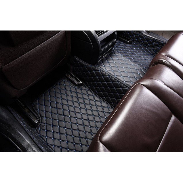 Wholesale Black and Blue Stitching Luxury Leather Diamond Car Floor Mats Wholesale Black and Blue Stitching Luxury Leather Diamond Car Floor Mats