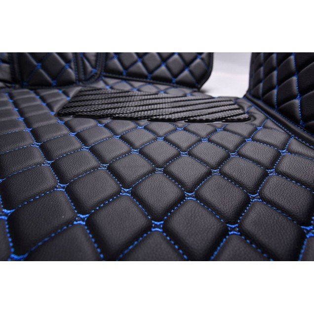 Wholesale Black and Blue Stitching Luxury Leather Diamond Car Floor Mats Wholesale Black and Blue Stitching Luxury Leather Diamond Car Floor Mats
