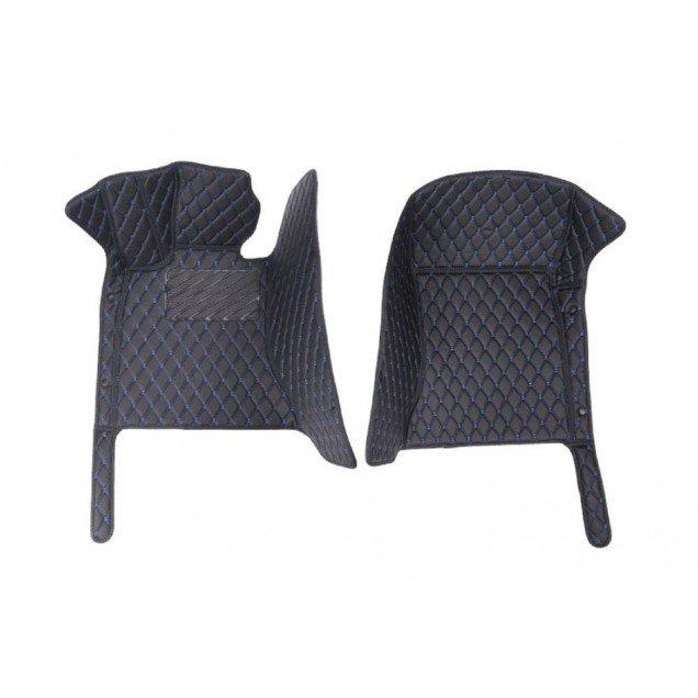 Wholesale Black and Blue Stitching Luxury Leather Diamond Car Floor Mats Wholesale Black and Blue Stitching Luxury Leather Diamond Car Floor Mats