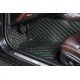 Wholesale Black and Green Stitching Luxury Leather Diamond Car Floor Mats Wholesale Black and Green Stitching Luxury Leather Diamond Car Floor Mats