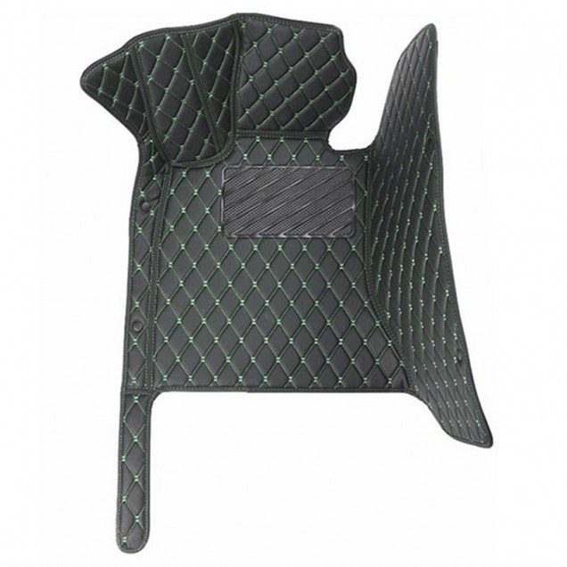 Wholesale Black and Green Stitching Luxury Leather Diamond Car Floor Mats Wholesale Black and Green Stitching Luxury Leather Diamond Car Floor Mats