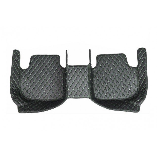 Wholesale Black and Green Stitching Luxury Leather Diamond Car Floor Mats Wholesale Black and Green Stitching Luxury Leather Diamond Car Floor Mats
