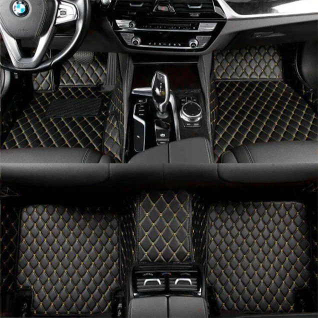 Wholesale Black and Yellow Stitching Luxury Leather Diamond Car Floor Mats Wholesale Black and Yellow Stitching Luxury Leather Diamond Car Floor Mats