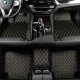 Wholesale Black and Yellow Stitching Luxury Leather Diamond Car Floor Mats Wholesale Black and Yellow Stitching Luxury Leather Diamond Car Floor Mats