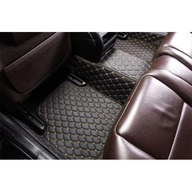 Wholesale Black and Yellow Stitching Luxury Leather Diamond Car Floor Mats Wholesale Black and Yellow Stitching Luxury Leather Diamond Car Floor Mats