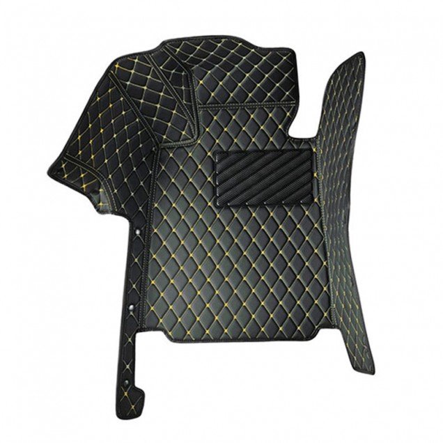 Wholesale Black and Yellow Stitching Luxury Leather Diamond Car Floor Mats Wholesale Black and Yellow Stitching Luxury Leather Diamond Car Floor Mats