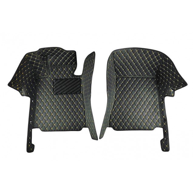 Wholesale Black and Yellow Stitching Luxury Leather Diamond Car Floor Mats Wholesale Black and Yellow Stitching Luxury Leather Diamond Car Floor Mats