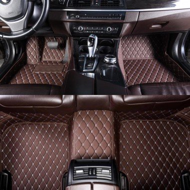 Wholesale Dark Brown Luxury Leather Diamond Car Mats