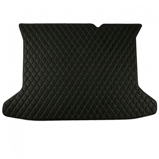 Wholesale Black and Green Stitching Luxury Leather Diamond Trunk Base Mats Wholesale Black and Green Stitching Luxury Leather Diamond Trunk Base Mats