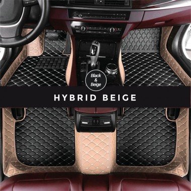 Wholesale Black and Beige Hybrid Mode Premium Diamond Car Floor Mats