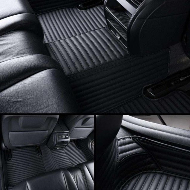 Wholesale Black Luxury Leather Stripe Car Mats
