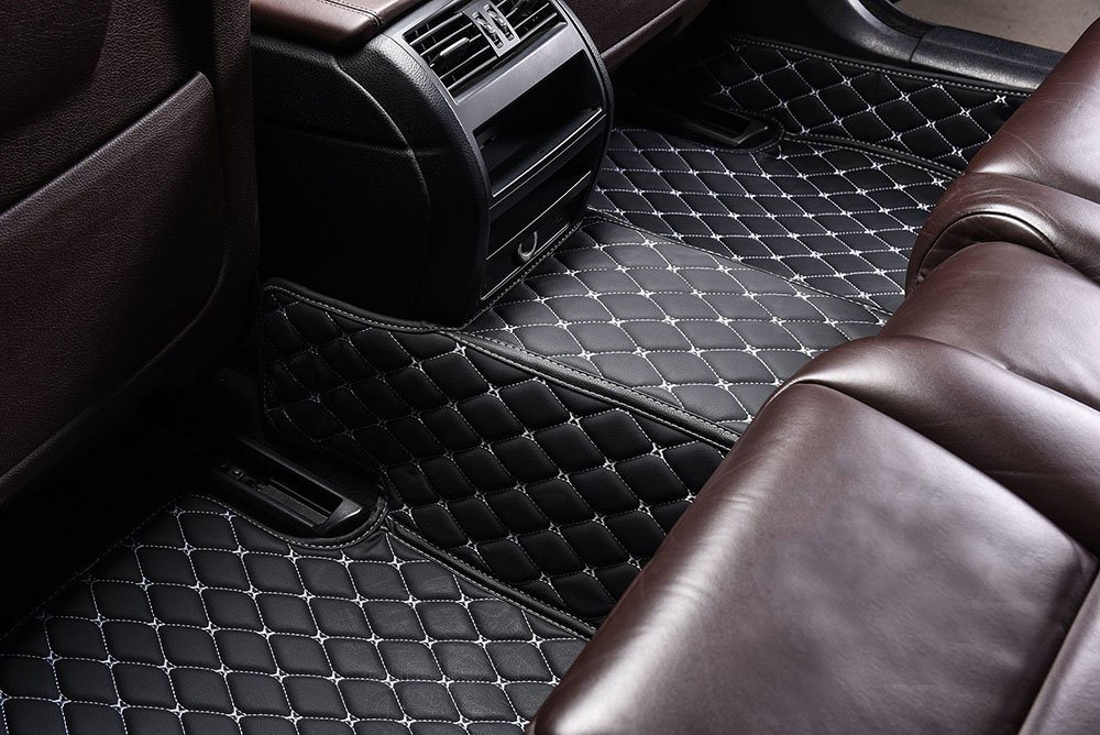 Wholesale Black and White Stitching Custom Diamond Car Mats