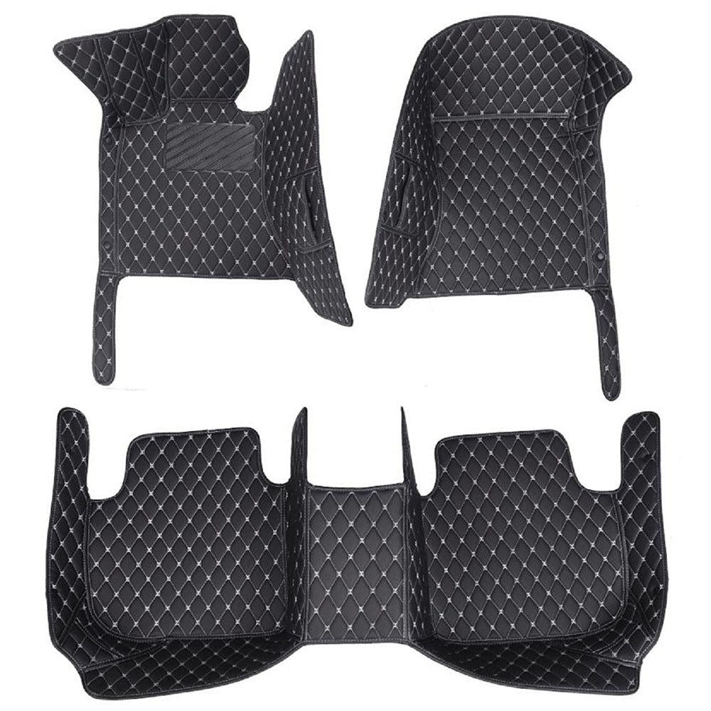 Black and White Stitching Luxury Leather Diamond Car Mats for Ssangyong Korando