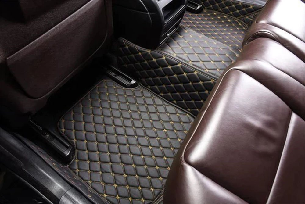 Wholesale Black and Yellow Stitching Custom Diamond Car Mats