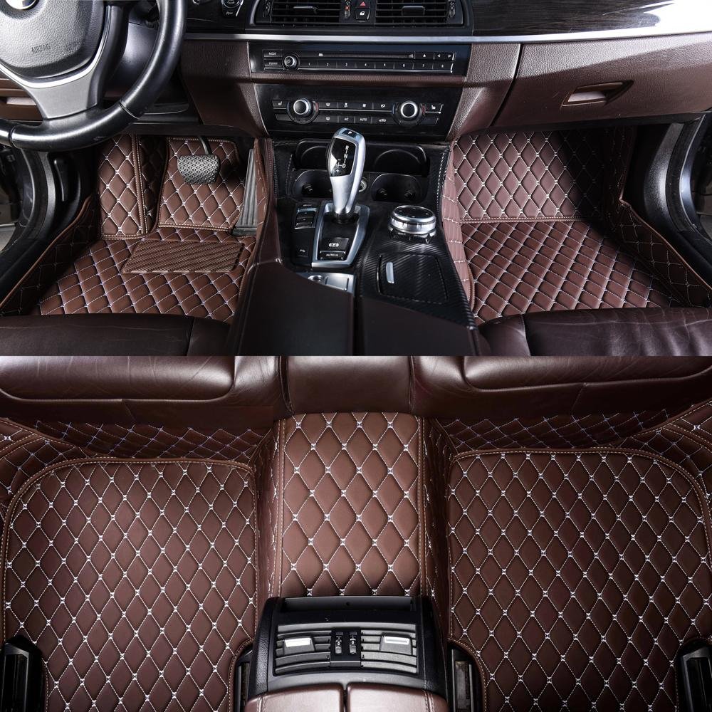Wholesale Dark Brown Luxury Leather Diamond Car Mats