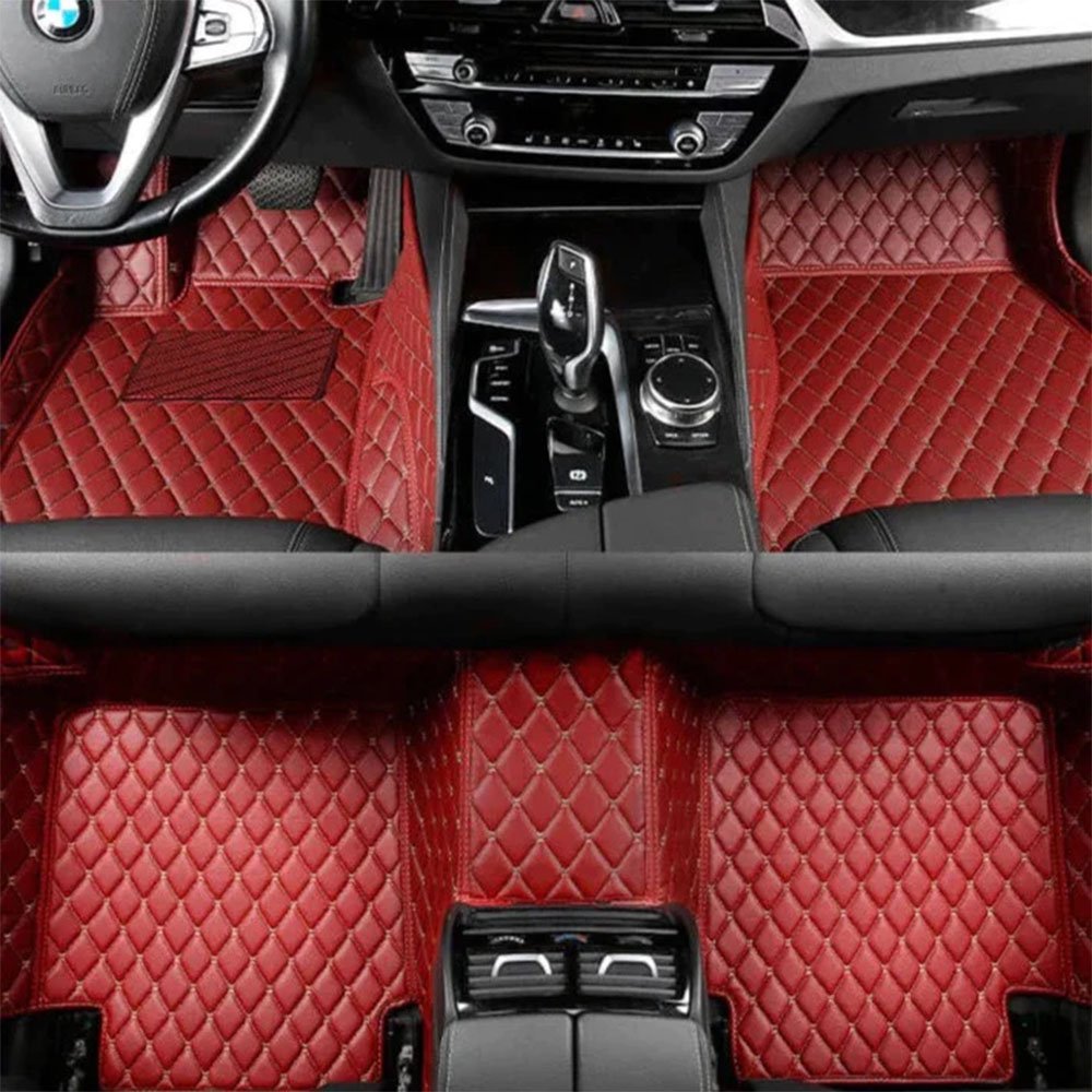 Wholesale Wine Red Luxury Leather Diamond Car Mats