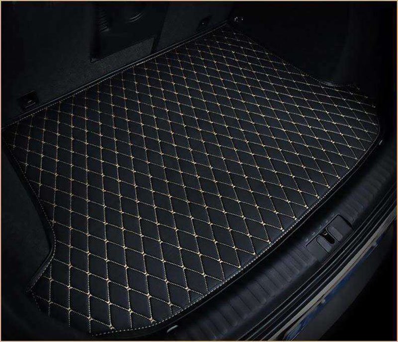Wholesale Black and White Stitching Luxury Leather Diamond Trunk Base Mats