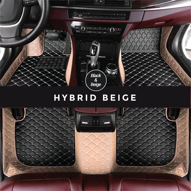 Black and Beige Hybrid Mode Premium Diamond Car Mats for Ssangyong Korando