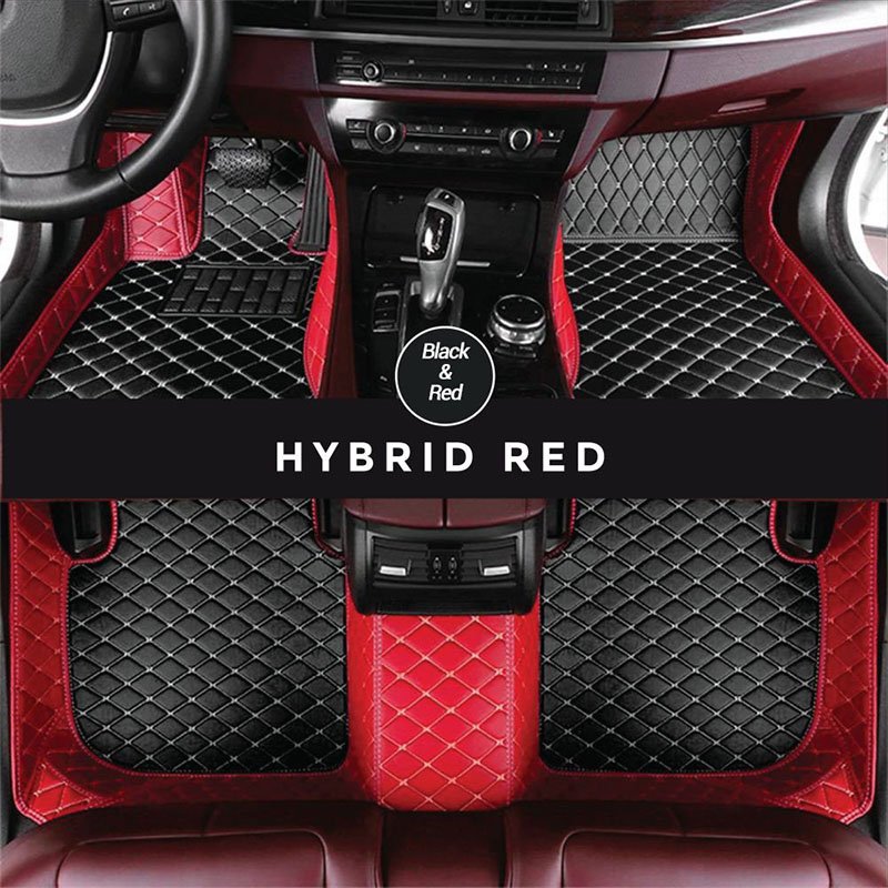 Black and Red Hybrid Mode Premium Diamond Car Mats for Ssangyong Korando